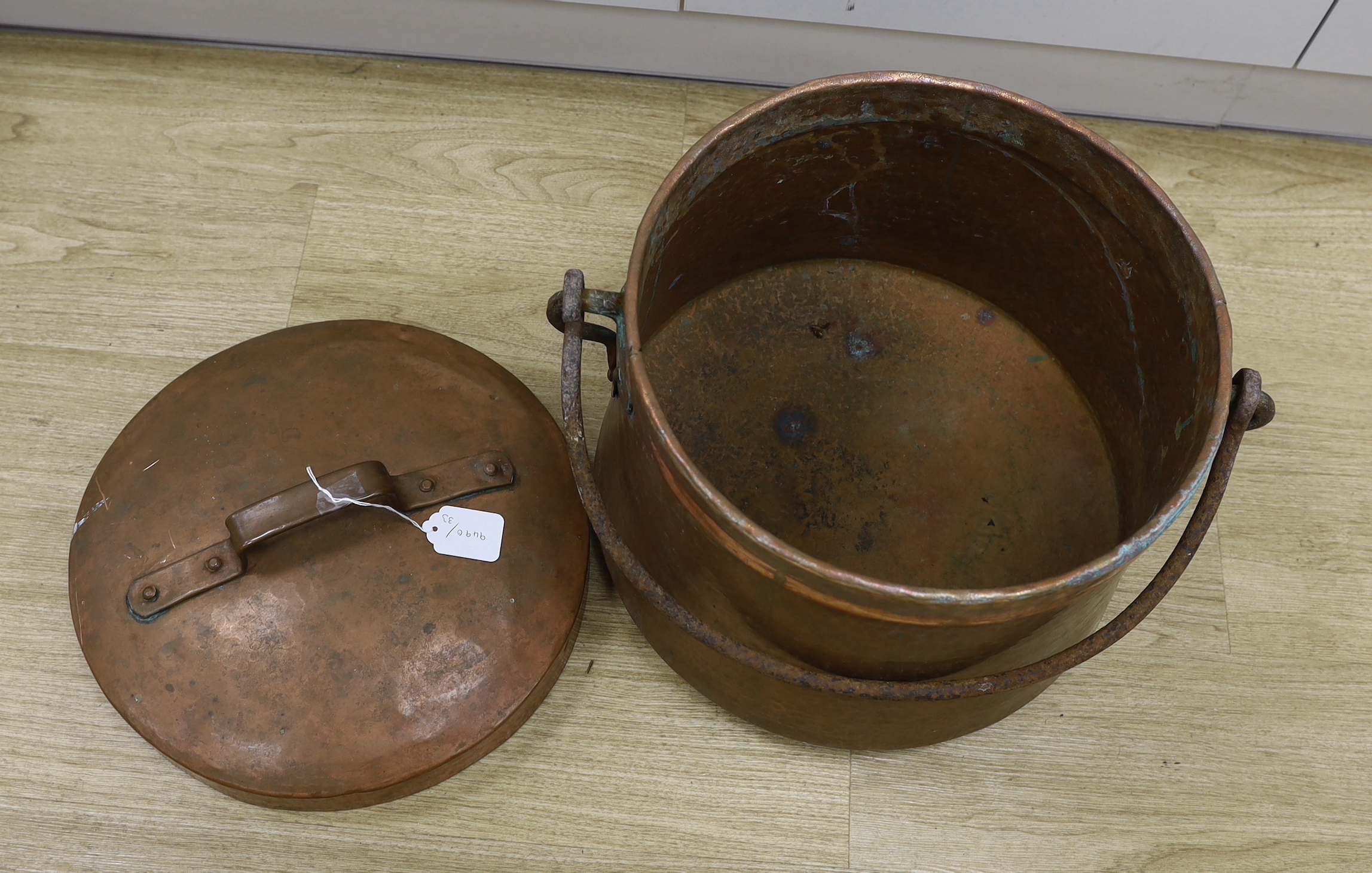 A French copper cauldron and cover